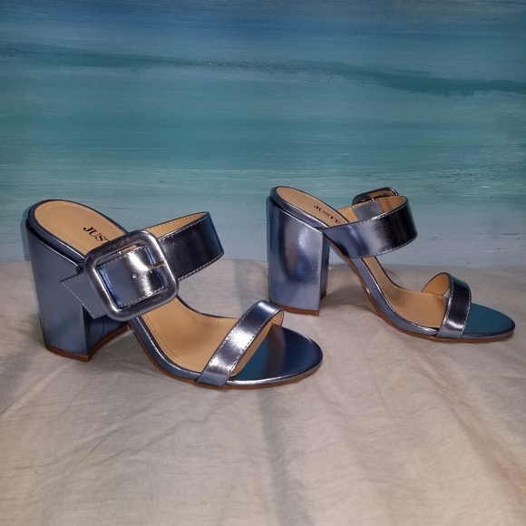 JustFab Metallic Blue Sandal - Picture 6 of 8